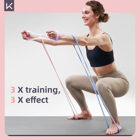 احتفظ بـ 3 قطع من أحزمة المقاومة - 15 رطلاً من حبال التمرين الممتدة لتنغيم الذراع واليوجا والبيلاتس - مجموعة أربطة لياقة بدنية متينة غير قابلة للانزلاق للنساء والرجال (15 رطلاً وردي/أرجواني/أزرق) in Kuwait