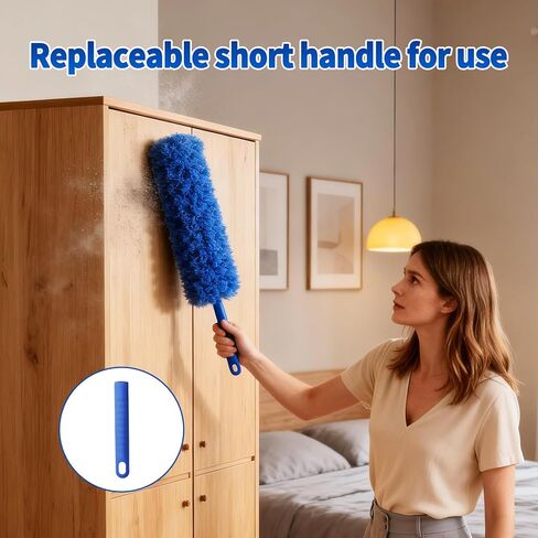 منفضة نسيج العنكبوت مع عمود تمديد، مجموعة منفضة تنظيف قابلة للغسل مع 3 رؤوس منفضة، منفضة نسيج العنكبوت، فرشاة زاوية، منظف غبار الفجوة، عمود تلسكوبي لمروحة السقف، منفضة طويلة للأسقف العالية in Kuwait