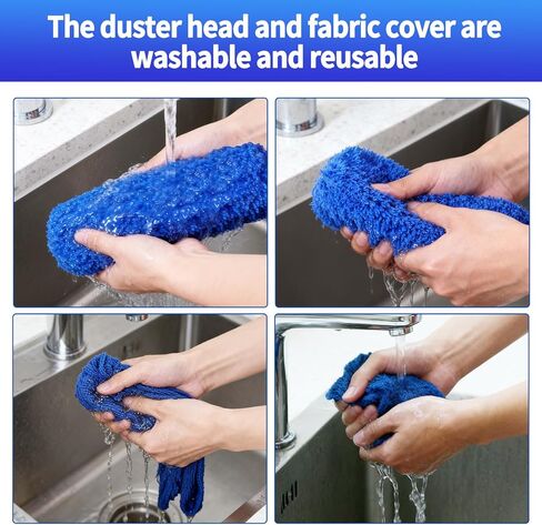 منفضة نسيج العنكبوت مع عمود تمديد، مجموعة منفضة تنظيف قابلة للغسل مع 3 رؤوس منفضة، منفضة نسيج العنكبوت، فرشاة زاوية، منظف غبار الفجوة، عمود تلسكوبي لمروحة السقف، منفضة طويلة للأسقف العالية in Kuwait