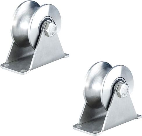 بكرات بعجلات على شكل حرف U، عجلة مسار دوارة من الفولاذ المقاوم للصدأ 304، عجلة للخدمة الشاقة، قطعتان، محامل مزدوجة كتم الصوت، للباب (عرض فتحة من النوع U 16 مم) in Kuwait