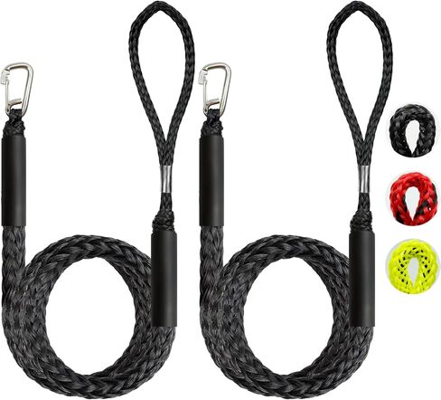 إكسسوارات القوارب بطول 5 أقدام، خطوط قارب بنجي ممتازة، حلقة ممتدة 30 سم مع مشبك من الفولاذ المقاوم للصدأ 316 لرسو جت سكي، سيدو، ياماها ويفر رانر دينجي بونتون، هدايا القوارب (أسود) in Kuwait