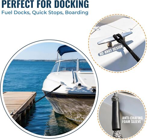 Boat Accessories 5 Feet Premium Bungee Boat Lines 30cm Extended Loop with 316 Stainless Clip for Mooring for Jet Ski, SeaDoo, Yamaha WaveRunner Dinghy Pontoon Accessories Boating Gifts(Black) in Saudi Arabia