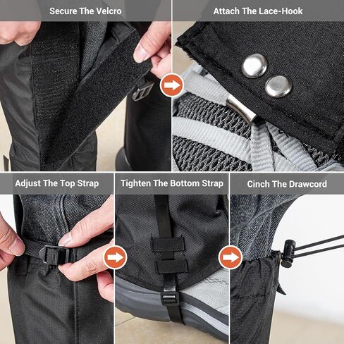 FUNANASUN Pro Leg Gaiters معززة بالمتانة العسكرية بنسبة 100% مقاومة للماء وقابلة للتعديل لجميع التضاريس واقيات الساق للمشي لمسافات طويلة والصيد والمشي بالأحذية الثلجية والعمل في الهواء الطلق للرجال والنساء in Kuwait