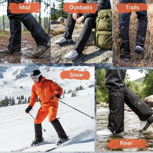 FUNANASUN Pro Leg Gaiters معززة بالمتانة العسكرية بنسبة 100% مقاومة للماء وقابلة للتعديل لجميع التضاريس واقيات الساق للمشي لمسافات طويلة والصيد والمشي بالأحذية الثلجية والعمل في الهواء الطلق للرجال والنساء in Kuwait