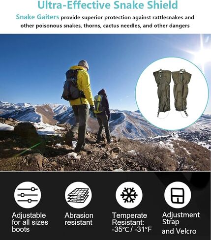 جراميق الثعبان، واقيات الثعبان المقاومة للماء، حماية لدغة الثعبان لأسفل الساقين، المشي لمسافات طويلة في الهواء الطلق للصيد على الرمال الثلجية، سروال داخلي مقاوم للثعبان، مقاس قابل للتعديل يناسب الرجال والنساء in Kuwait