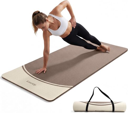 EaseUp Extra Thick Yoga Mat -2/5 inch (10MM), 72.8x31.5" Extra Long-Wide, Professional TPE Non-slip yoga mats for Yoga,Exercise, Workout,Pilates and Fitness, with strap in Saudi Arabia