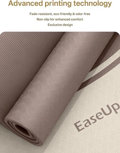 EaseUp Extra Thick Yoga Mat -2/5 inch (10MM), 72.8x31.5" Extra Long-Wide, Professional TPE Non-slip yoga mats for Yoga,Exercise, Workout,Pilates and Fitness, with strap in Saudi Arabia