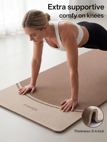 EaseUp Extra Thick Yoga Mat -2/5 inch (10MM), 72.8x31.5" Extra Long-Wide, Professional TPE Non-slip yoga mats for Yoga,Exercise, Workout,Pilates and Fitness, with strap in Saudi Arabia