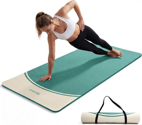 EaseUp Extra Thick Yoga Mat -2/5 inch (10MM), 72.8x31.5" Extra Long-Wide, Professional TPE Non-slip yoga mats for Yoga,Exercise, Workout,Pilates and Fitness, with strap in Saudi Arabia