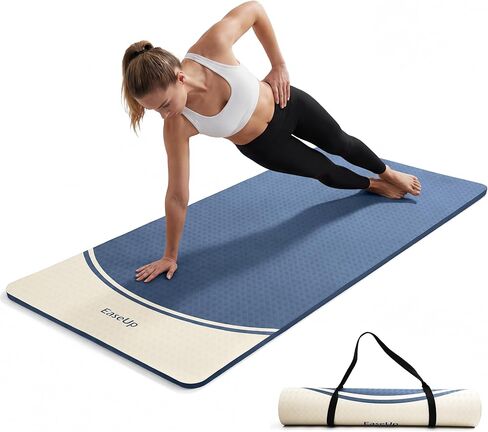 EaseUp Extra Thick Yoga Mat -2/5 inch (10MM), 72.8x31.5" Extra Long-Wide, Professional TPE Non-slip yoga mats for Yoga,Exercise, Workout,Pilates and Fitness, with strap in Saudi Arabia