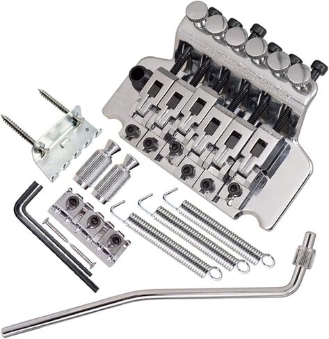 Tremolo Bridge System Electric Guitar 6 String Double Roll Tailpiece Saddle for Electric Guitar Replacement Zinc Alloy Materials(Type1 Silver) in Saudi Arabia