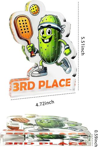 ترقية 3 قطع Pickleball Trophy مضحكة، ميداليات Pickleball الأولى والثانية والثالثة، جائزة بطولة كرة المخلل الأكريليك لمسابقات Pickle Baller in Kuwait