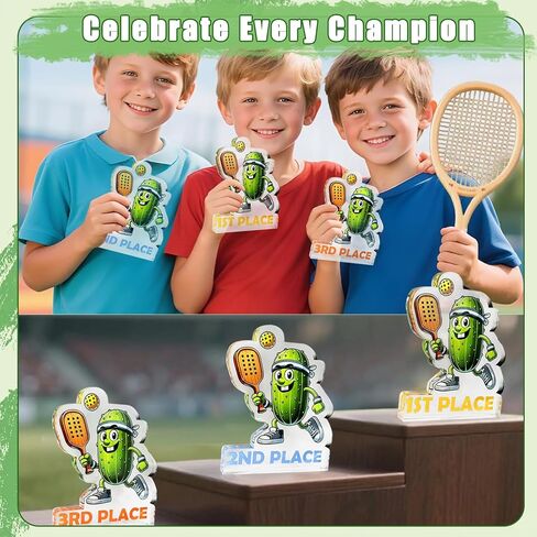ترقية 3 قطع Pickleball Trophy مضحكة، ميداليات Pickleball الأولى والثانية والثالثة، جائزة بطولة كرة المخلل الأكريليك لمسابقات Pickle Baller in Kuwait