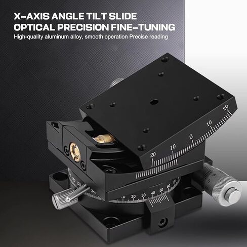 Manual Linear Stage, Precise Goniometer Stage Optical Positioning Sliding Table, ±20° Tilt Angle Adjustment for Optical Equipment, 60x60mm with Scale Ruler in Saudi Arabia