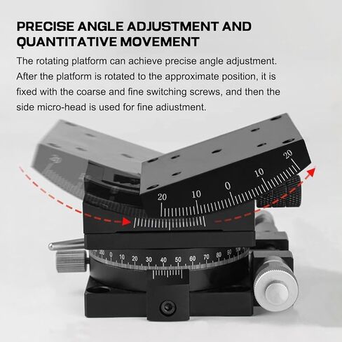 Manual Linear Stage, Precise Goniometer Stage Optical Positioning Sliding Table, ±20° Tilt Angle Adjustment for Optical Equipment, 60x60mm with Scale Ruler in Saudi Arabia
