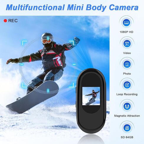 كاميرا DJDAI Mini Body Camera 1080P HD Thumb POV يمكن ارتداؤها كاميرا الجسم كاميرا تسجيل فيديو بدون استخدام اليد كاميرا فيديو صغيرة مع مشبك مغناطيسي للسفر وركوب الدراجات ومشي الحيوانات الأليفة مدونة فيديو in Kuwait