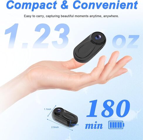 كاميرا DJDAI Mini Body Camera 1080P HD Thumb POV يمكن ارتداؤها كاميرا الجسم كاميرا تسجيل فيديو بدون استخدام اليد كاميرا فيديو صغيرة مع مشبك مغناطيسي للسفر وركوب الدراجات ومشي الحيوانات الأليفة مدونة فيديو in Kuwait