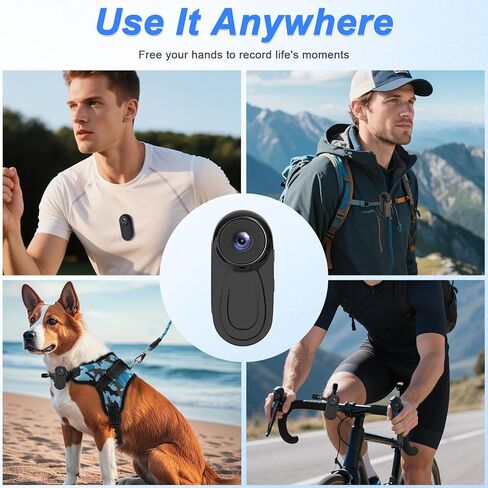 كاميرا DJDAI Mini Body Camera 1080P HD Thumb POV يمكن ارتداؤها كاميرا الجسم كاميرا تسجيل فيديو بدون استخدام اليد كاميرا فيديو صغيرة مع مشبك مغناطيسي للسفر وركوب الدراجات ومشي الحيوانات الأليفة مدونة فيديو in Kuwait