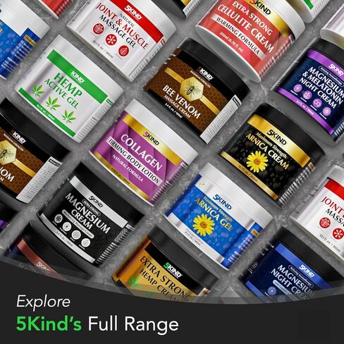 كريم سم النحل ذو القوة القصوى من 5kind - تدليك المفاصل والعضلات بشكل طبيعي، أسفل الظهر، الركبة، الرقبة، الكتف، الورك والقدمين - كريم سم النحل الفاخر من مصدر مسؤول، 3.4 أونصة سائلة in Kuwait