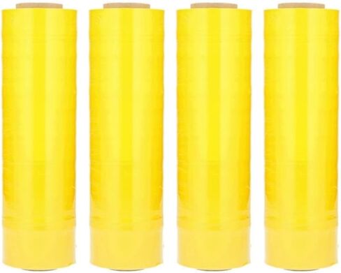 فيلم مطاطي أصفر، 15 بوصة × 1476 قدم، 4 عبوات - غلاف منكمش ملون متمدد مسبقًا لتغليف البليت ونقله وتعبئته in Kuwait