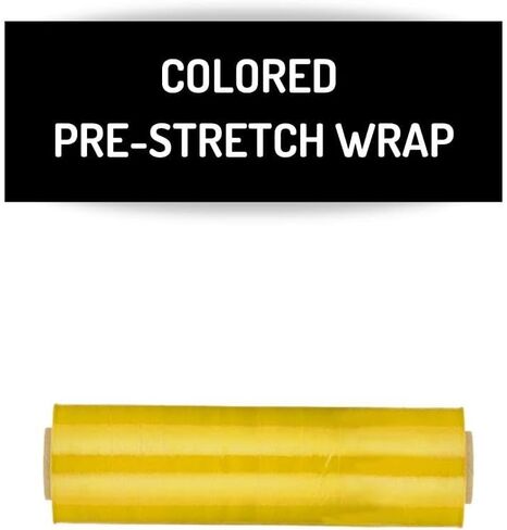 فيلم مطاطي أصفر، 15 بوصة × 1476 قدم، 4 عبوات - غلاف منكمش ملون متمدد مسبقًا لتغليف البليت ونقله وتعبئته in Kuwait