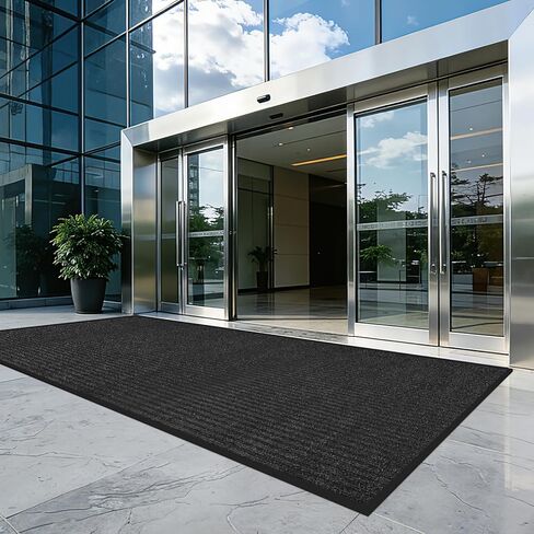 سجادة أرضية تجارية مقاس 3 × 10 بوصة، سجادة شديدة التحمل للباب الأمامي، ومناطق الأعمال وحركة المرور العالية، سجاد ترحيب غير قابل للانزلاق للمدخل، ظهر مطاطي، سجادات باب كبيرة منخفضة المظهر، شريط أسود in Kuwait