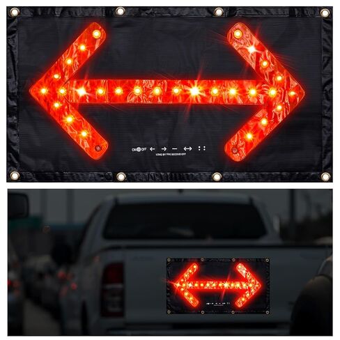 Hahafelt LED Magnetic Traffic Arrow Sign 18 x 33 Inch Flashing Arrow Banner 5 Modes Directional Traffic Guide Signal Light Warning Sign for Construction EMS Rescue Highway Safety Law Enforcement in Saudi Arabia