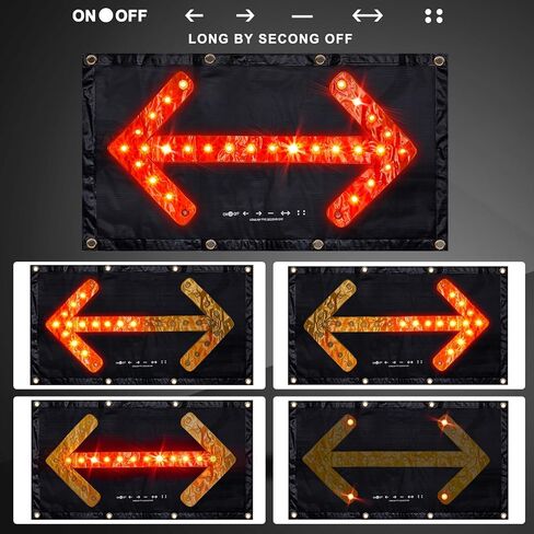 Hahafelt LED Magnetic Traffic Arrow Sign 18 x 33 Inch Flashing Arrow Banner 5 Modes Directional Traffic Guide Signal Light Warning Sign for Construction EMS Rescue Highway Safety Law Enforcement in Saudi Arabia