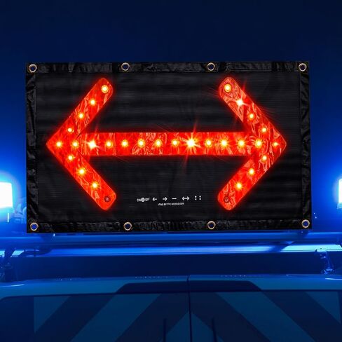 Hahafelt LED Magnetic Traffic Arrow Sign 18 x 33 Inch Flashing Arrow Banner 5 Modes Directional Traffic Guide Signal Light Warning Sign for Construction EMS Rescue Highway Safety Law Enforcement in Saudi Arabia