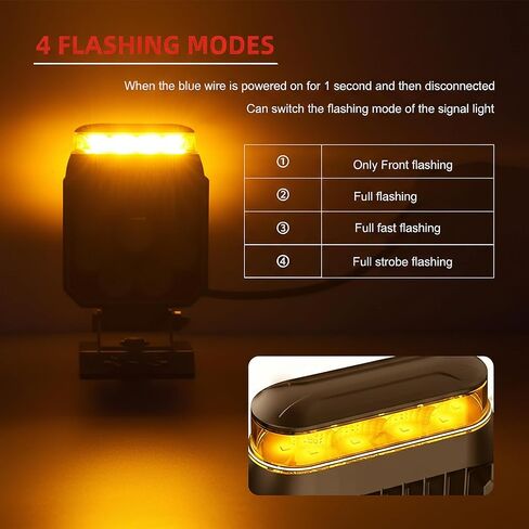 [1 Pack] Fuguang LED Amber Beacon Strobe Light with Work Lights, Flashing Warning Light with Tractor Lights for Forklift Golf Cart Truck 10-90V (Strobe Lights & Work Lights,Two-in-one) in Kuwait
