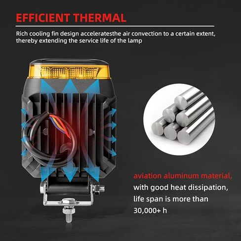 [1 Pack] Fuguang LED Amber Beacon Strobe Light with Work Lights, Flashing Warning Light with Tractor Lights for Forklift Golf Cart Truck 10-90V (Strobe Lights & Work Lights,Two-in-one) in Kuwait