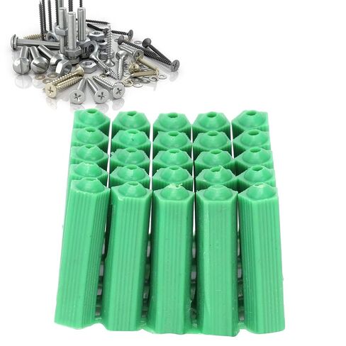 Plastic Anchors, Green 100Pcs M6 Expansion Pipe Plastic Wall Plug Fixing Expansion Expansion Anchors Concrete Wall Anchors with Strong Anchoring Force for Bricks in Kuwait