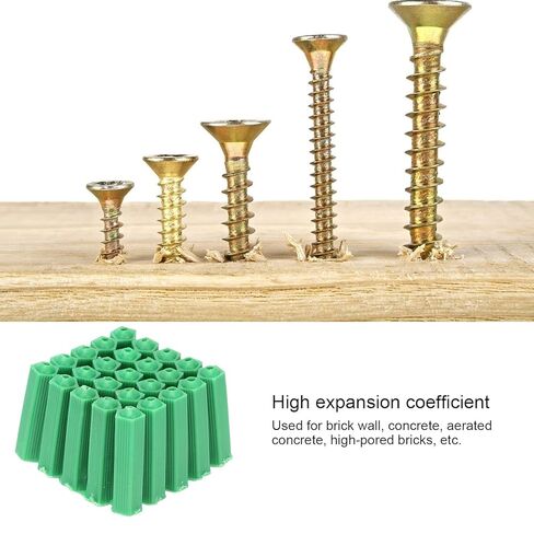 Plastic Anchors, Green 100Pcs M6 Expansion Pipe Plastic Wall Plug Fixing Expansion Expansion Anchors Concrete Wall Anchors with Strong Anchoring Force for Bricks in Kuwait
