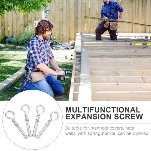 Holibanna 4pcs Stainless Steel Expansion Bolts Screw Expansion Tube for Manhole Cover Heavy Duty Spring in Kuwait