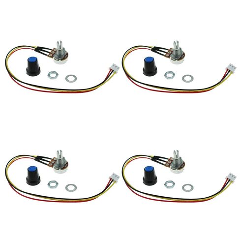 TAODAN 4PCS 10K Ohm Linear Taper Adjustable Rotary Potentiometer Change Resistance WH148 B10K 3 Pin with XH2.54-3P Connector Wire Cable and Black Knob Cover Cap 148-10kBK in Kuwait