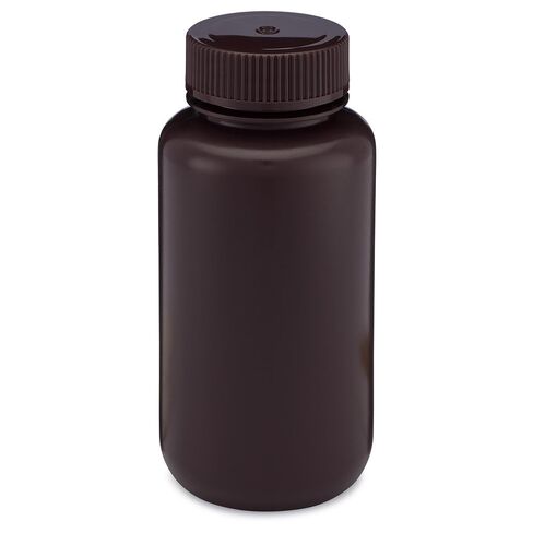 Globe Scientific 7010250AM Diamond RealSeal HDPE Wide Mouth Bottle with PP Closure, Amber, 250ml Capacity, Pack of 12 in Saudi Arabia