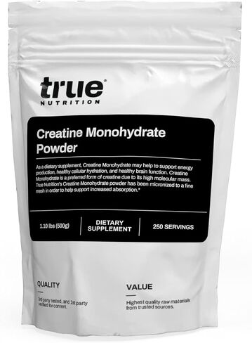 True Nutrition Creatine Monohydrate Powder - Micronized Creatine, 2g per Serving - Supports Muscle Strength, Power & Recovery - Non-GMO, Gluten Free, Vegan - Pre & Post Workout Supplement - 500g in Saudi Arabia