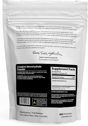 True Nutrition Creatine Monohydrate Powder - Micronized Creatine, 2g per Serving - Supports Muscle Strength, Power & Recovery - Non-GMO, Gluten Free, Vegan - Pre & Post Workout Supplement - 500g in Saudi Arabia