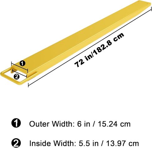 Heavy Duty Forklift Extensions - 72" Length x 5.5" Width (1 Pair) - 4600lbs Load Capacity - Compatible with Forklifts, Lift Trucks & Pallet Loaders in Saudi Arabia