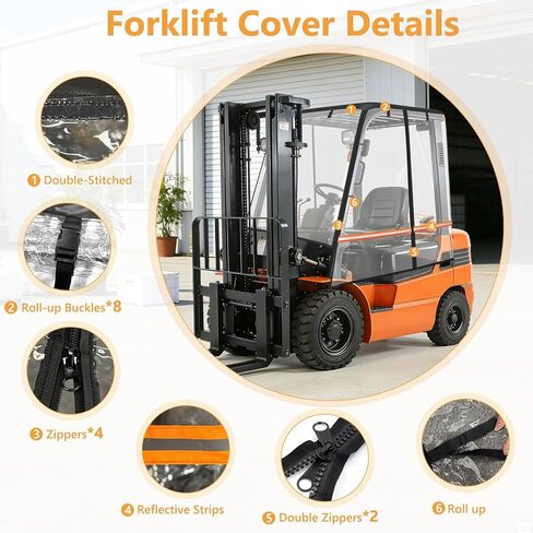 COSHNIBI Forklift Cover,All-Weather All-Season Use Universal Fit for Up to 6000 Lbs Forklifts,Waterproof EVA,600D Silver-Coated Oxford,57''Lx47''Wx52''H in Kuwait