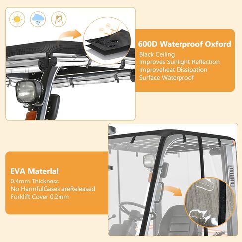 COSHNIBI Forklift Cover,All-Weather All-Season Use Universal Fit for Up to 6000 Lbs Forklifts,Waterproof EVA,600D Silver-Coated Oxford,57''Lx47''Wx52''H in Kuwait