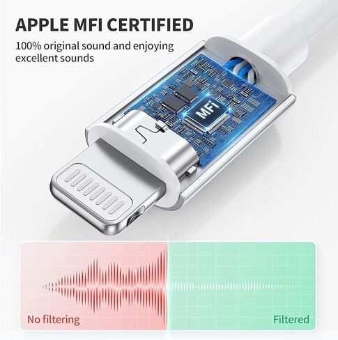 Lightning to USB C Aux Audio Adapter ، [Apple MFI Certified] 3 في 1 Lightning/USBC Type C/OTG Adapter USB-C Headphones HUB HUB Support Dongle for iPhone 14 13 12 11 XS XR X 8 7 iPad Live in Kuwait