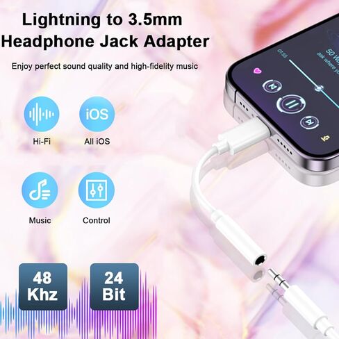 Lightning to USB C Aux Audio Adapter ، [Apple MFI Certified] 3 في 1 Lightning/USBC Type C/OTG Adapter USB-C Headphones HUB HUB Support Dongle for iPhone 14 13 12 11 XS XR X 8 7 iPad Live in Kuwait