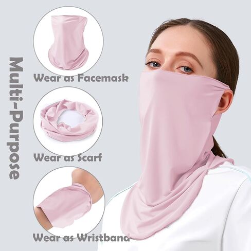 UV Protection Women Breathable Cooling Face Cover Sun UV Protection Earloop Neck Gaiter Scarf for Summer Outdoor Activities in Saudi Arabia