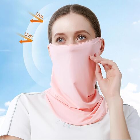 UV Protection Women Breathable Cooling Face Cover Sun UV Protection Earloop Neck Gaiter Scarf for Summer Outdoor Activities in Saudi Arabia