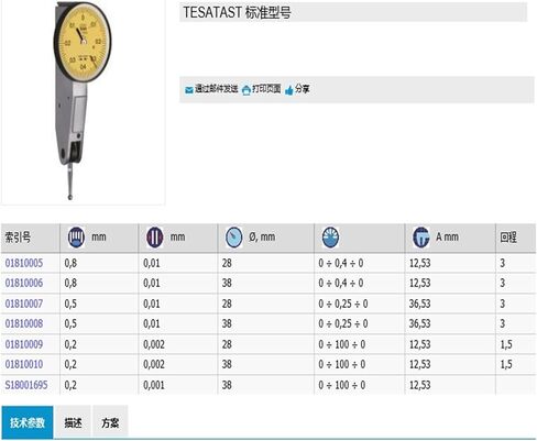 Model Lever dial 0-0.2 mm * 0.002mm Indicator 01810010 in Kuwait