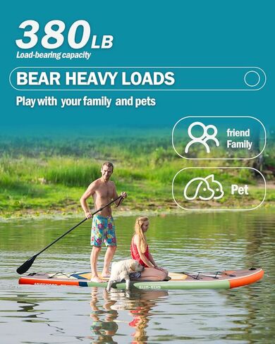 SUN-SUP Inflatable Stand Up Paddle Boards,10.6 ft Inflatable Paddle Board for Adults, with Premium SUP Board Accessories Non-Slip Comfort Deck for Youth & Adults in Saudi Arabia