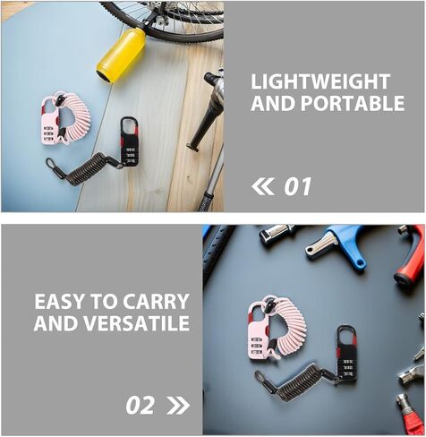 Zerodeko 2pcs Cable Lock with Resettable 3-Digit Combination, Retractable Anti-Theft Steel Wire Lock for Electric Bikes and Scooters, Outdoor Security for Helmets and Bike Baskets in Saudi Arabia
