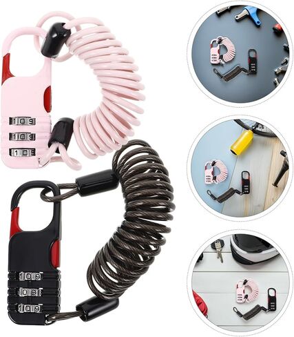 Zerodeko 2pcs Cable Lock with Resettable 3-Digit Combination, Retractable Anti-Theft Steel Wire Lock for Electric Bikes and Scooters, Outdoor Security for Helmets and Bike Baskets in Saudi Arabia