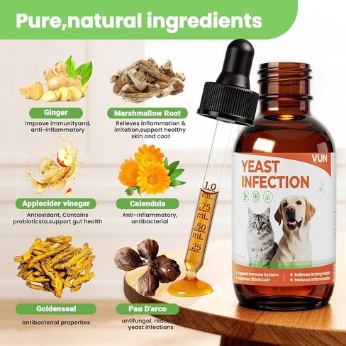 علاج عدوى الخميرة للكلاب والقطط غير الطبيعي إسقاط للجلد الحكة ، والآذان والفكين الاحمرار -الدعم in Kuwait
